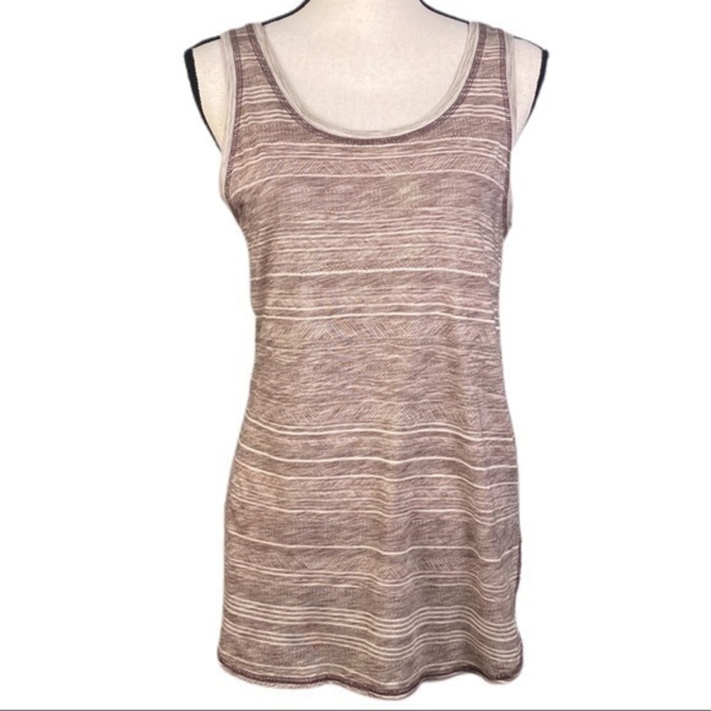 PRANA beige and brown “Kiely Sleeveless Tunic Tank Top” in size Small. EUC